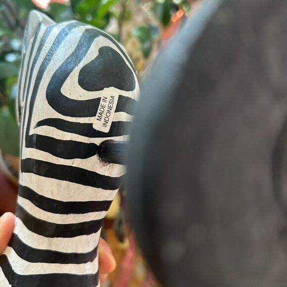 Rare Unique, vintage 90s hand-carved zebra head sculpture made Indonesia 8"x8.5" - Picture 5 of 13